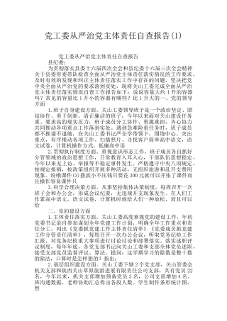 党工委从严治党主体责任自查报告(1)