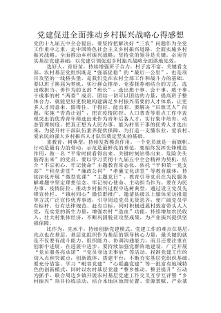 党建促进全面推进乡村振兴战略心得感想