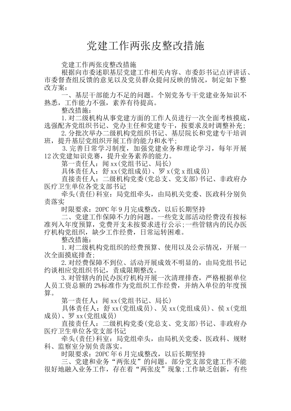 党建工作两张皮整改措施_第1页