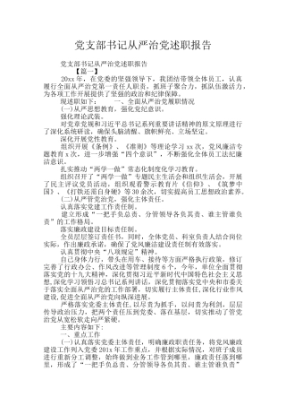 党支部书记从严治党述职报告