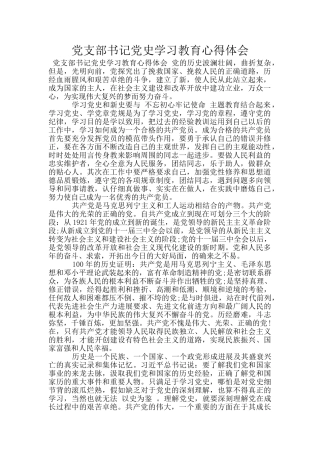 党支部书记党史学习教育心得体会