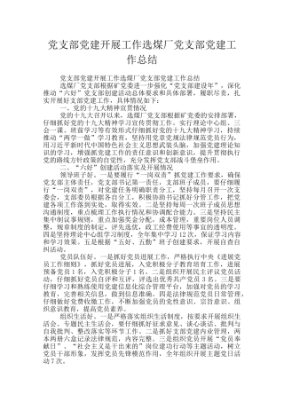 党支部党建开展工作选煤厂党支部党建工作总结