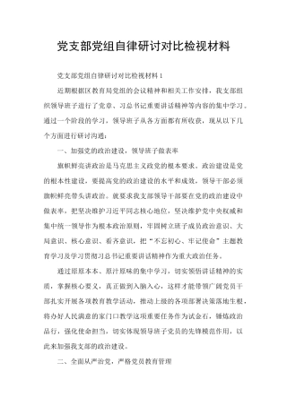 党支部党组自律研讨对照检视材料