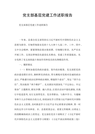 党支部基层党建工作述职报告