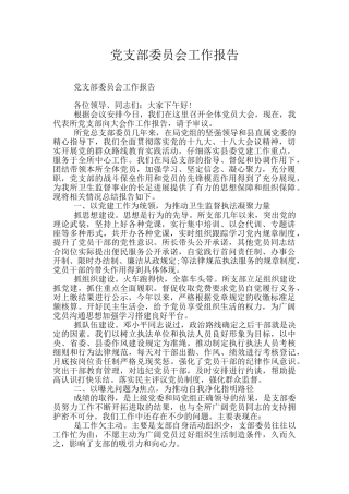 党支部委员会工作报告