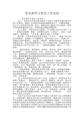 党支部学习党史工作总结