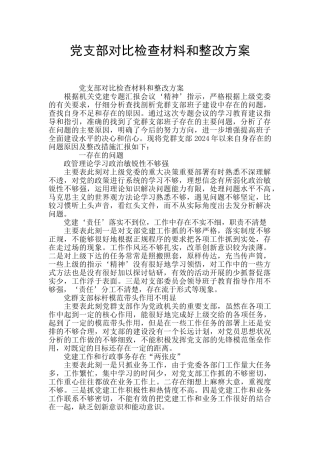 党支部对照检查材料和整改方案
