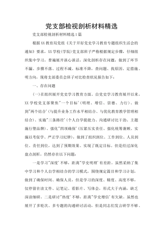 党支部检视剖析材料精选