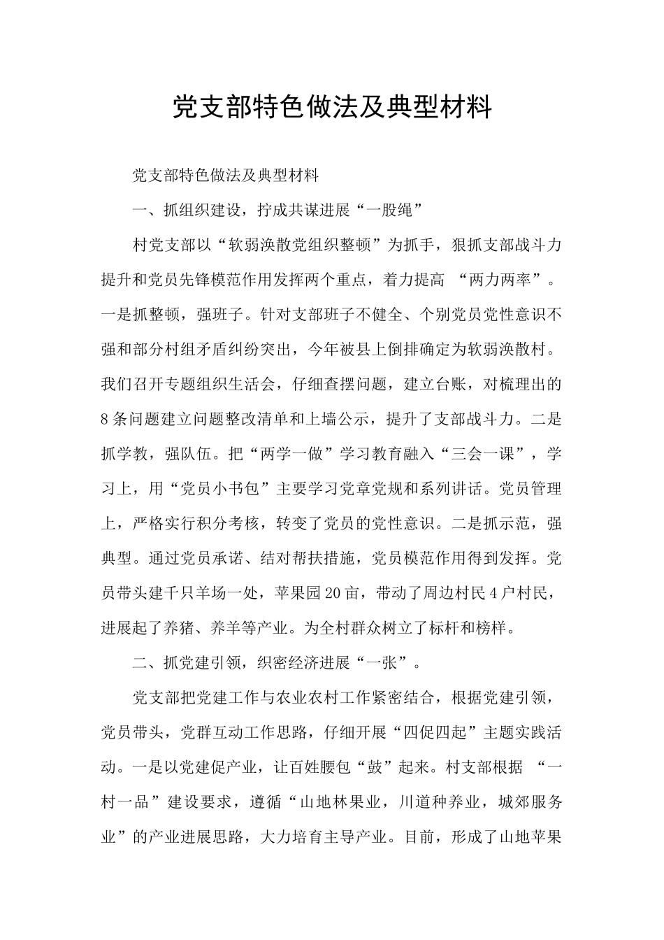 党支部特色做法及典型材料_第1页