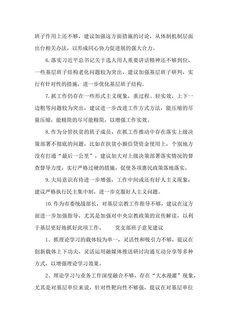 党支部班子意见建议_第3页