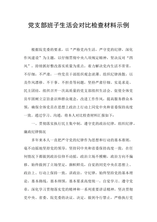 党支部班子生活会对照检查材料示例