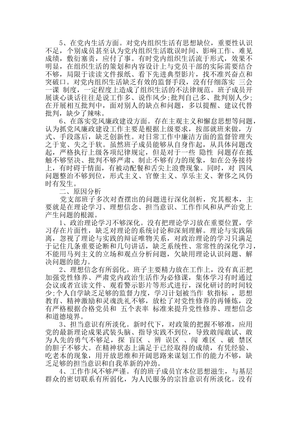 党支部班子集体对照检查材料_第2页