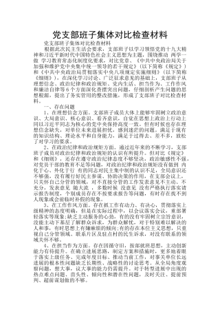 党支部班子集体对照检查材料