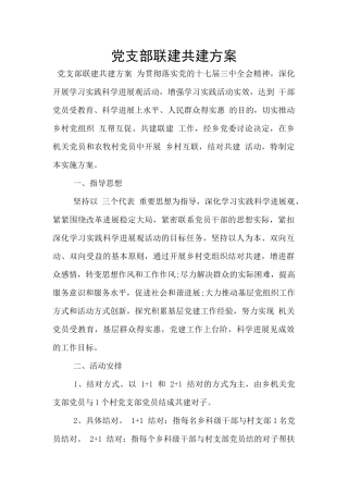 党支部联建共建方案