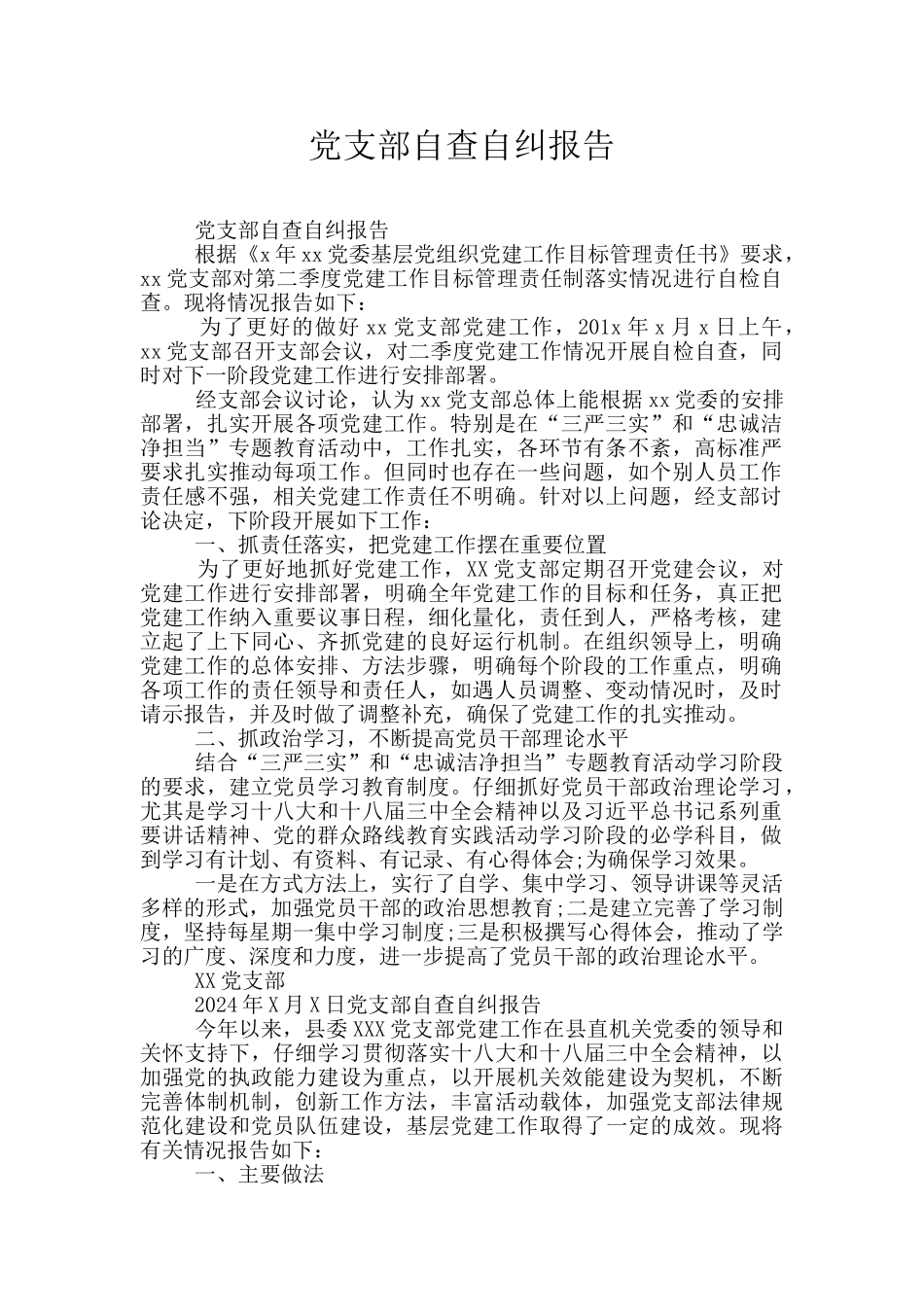 党支部自查自纠报告_第1页