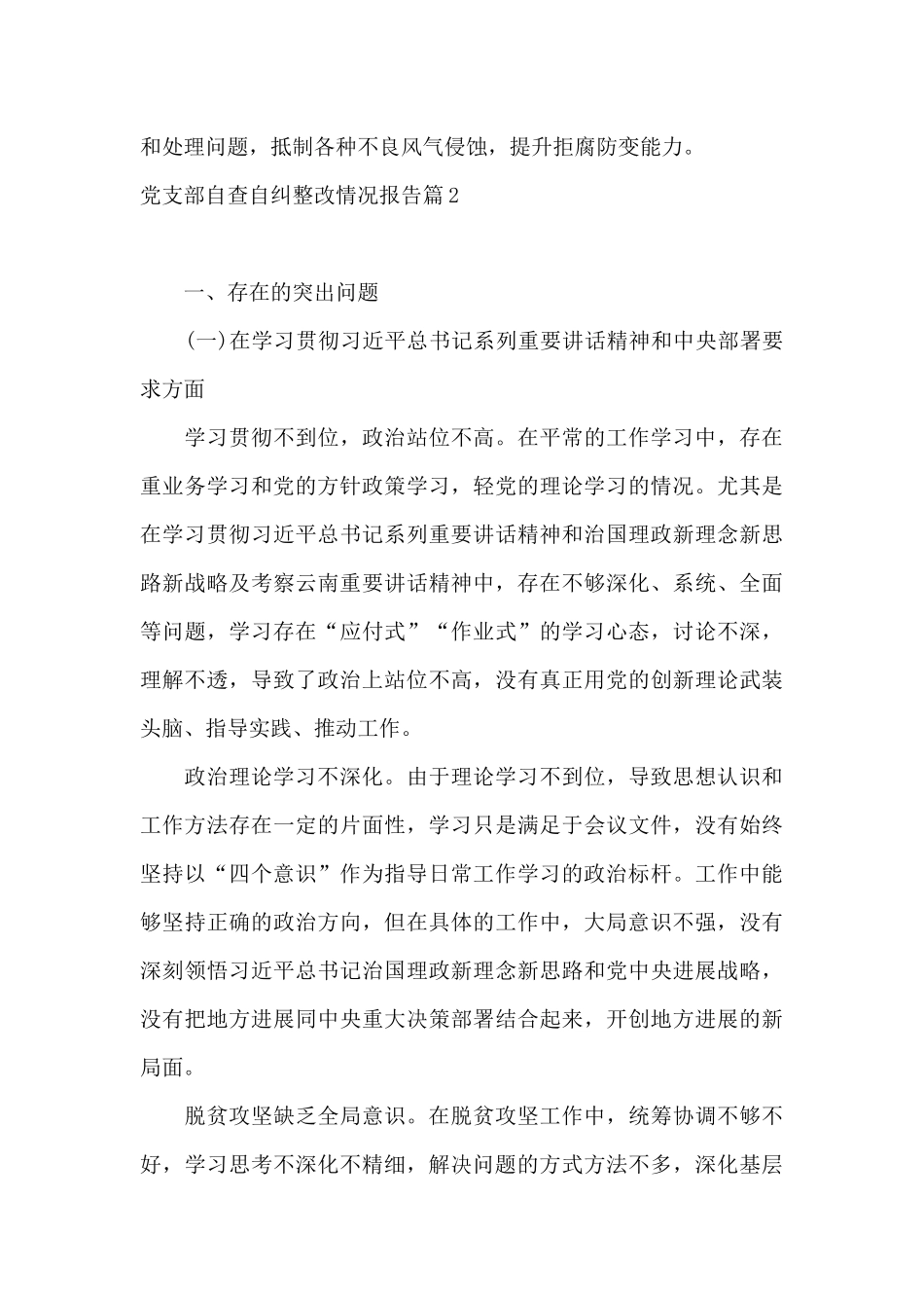 党支部自查自纠整改情况报告20篇_第3页