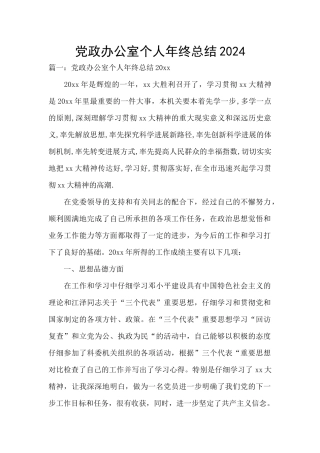 党政办公室个人年终总结2024