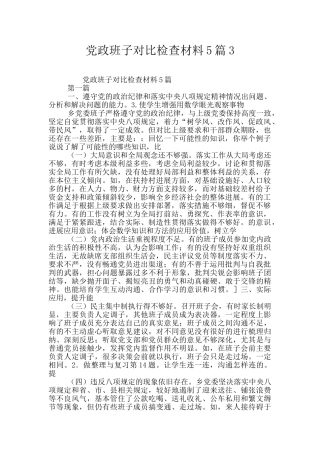 党政班子对照检查材料5篇3