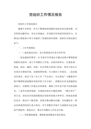 党组织工作情况报告