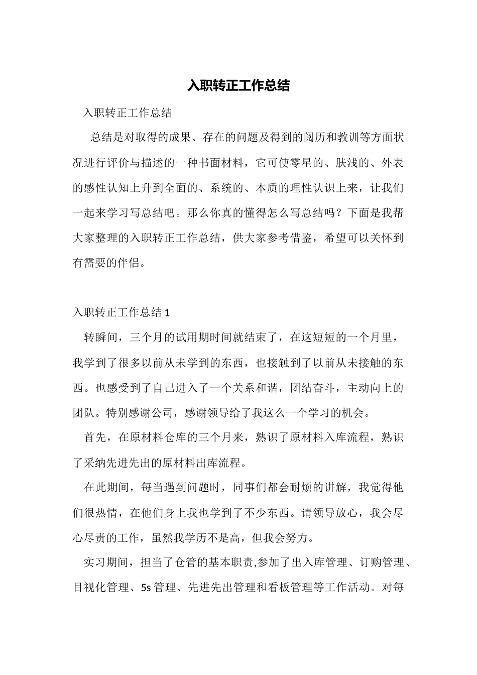 入职转正工作总结_第1页