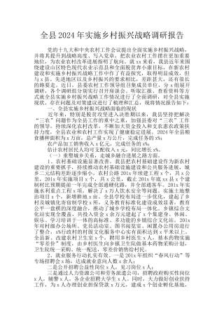全县2024年实施乡村振兴战略调研报告