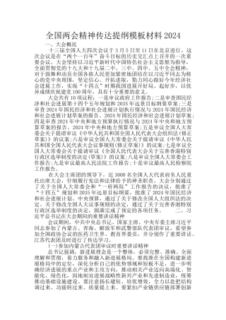 全国两会精神传达提纲模板材料2024