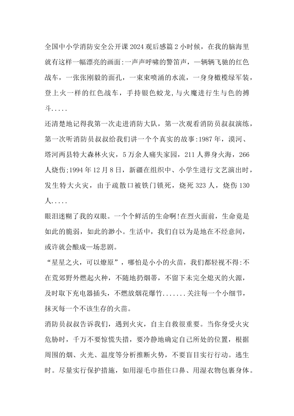 全国中小学消防安全公开课2024观后感13篇_第2页