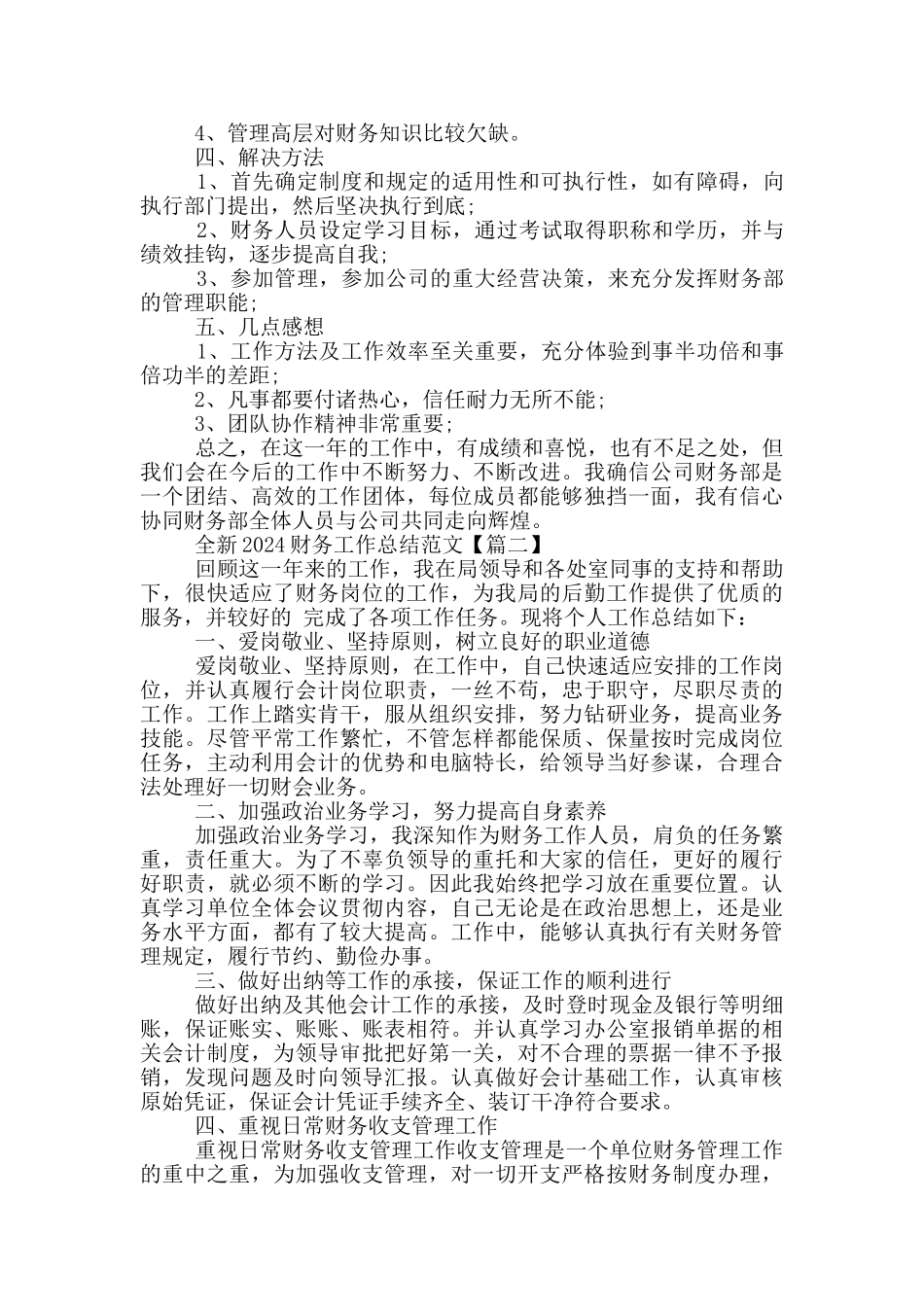全新2024财务工作总结范文大全_第2页