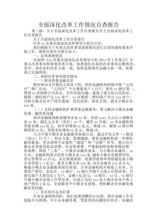 全面深化改革工作情况自查报告