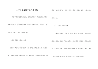 公交公司春运安全工作计划