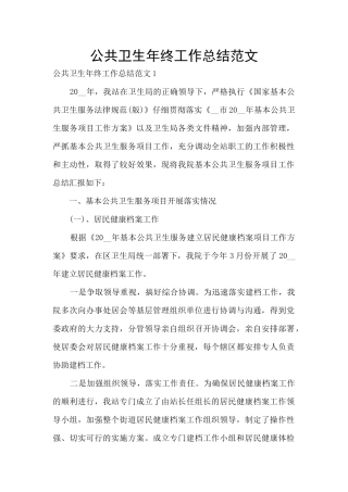 公共卫生年终工作总结范文