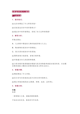 高中语文诗歌鉴赏常考六大题型