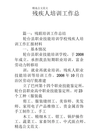 残疾人培训工作总结