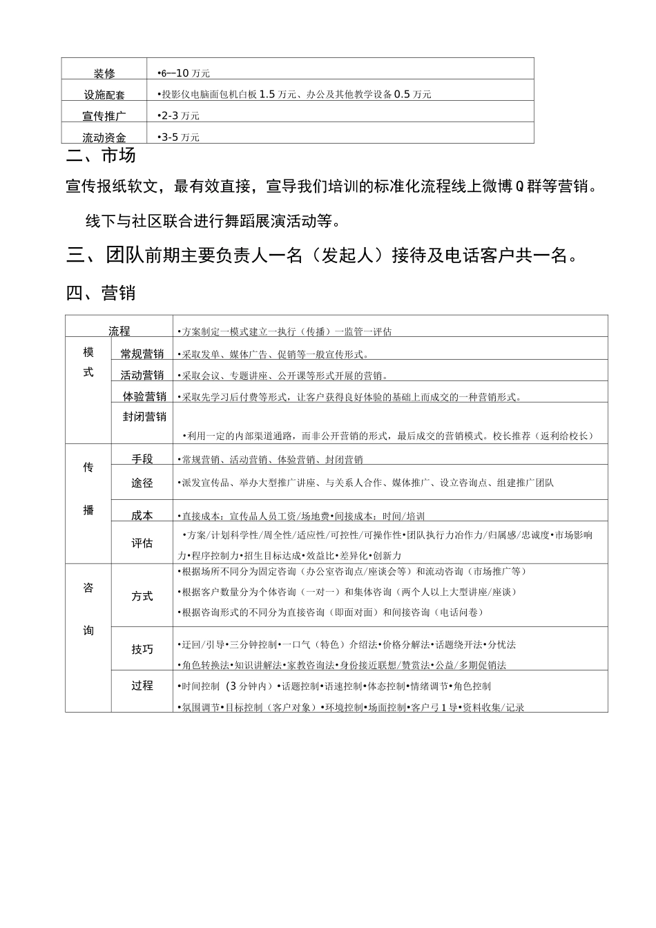 培训机构运营方案成本核算_第2页