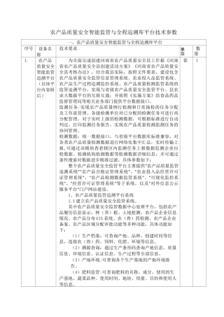 农产品质量安全智能监管与全程追溯库平台技术参数