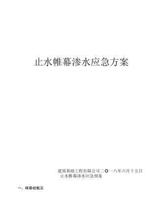 0止水帷幕渗水应急方案