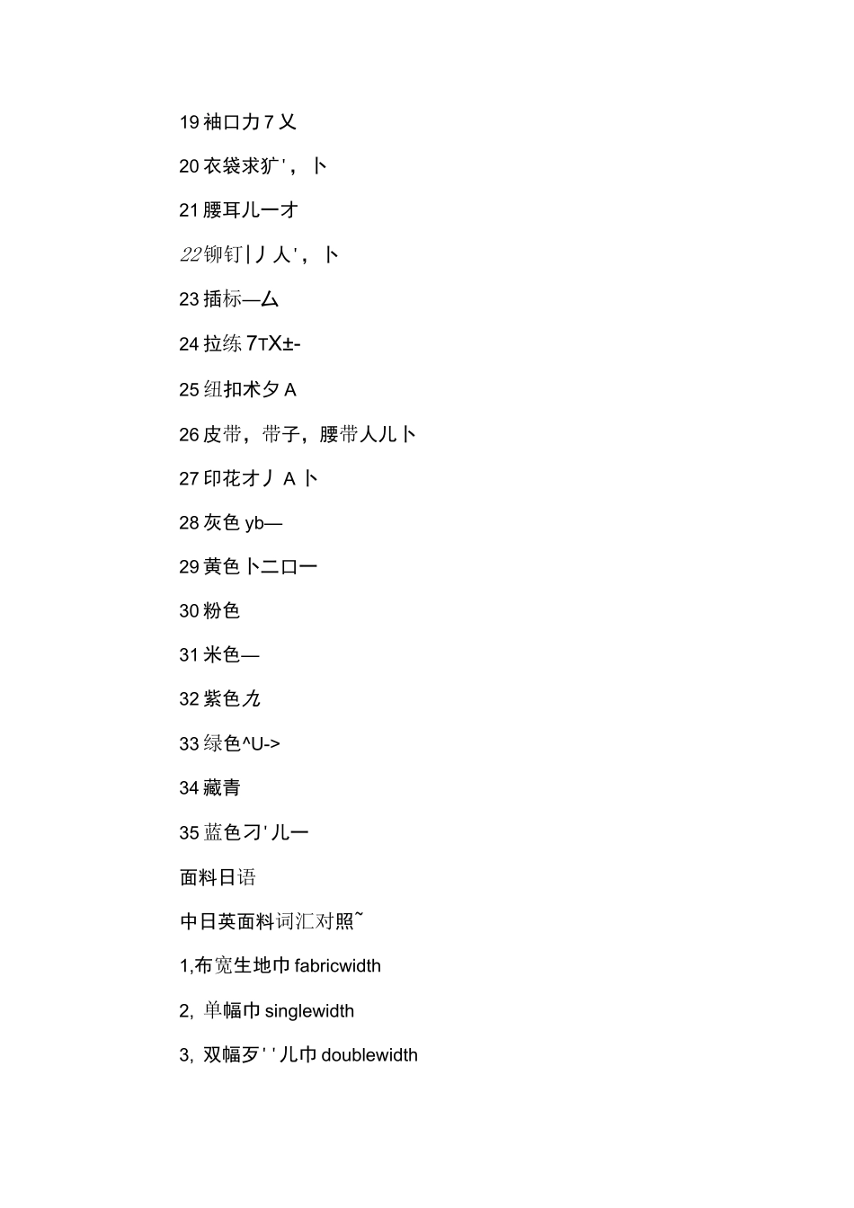 纺织面料日语专业术语_第2页