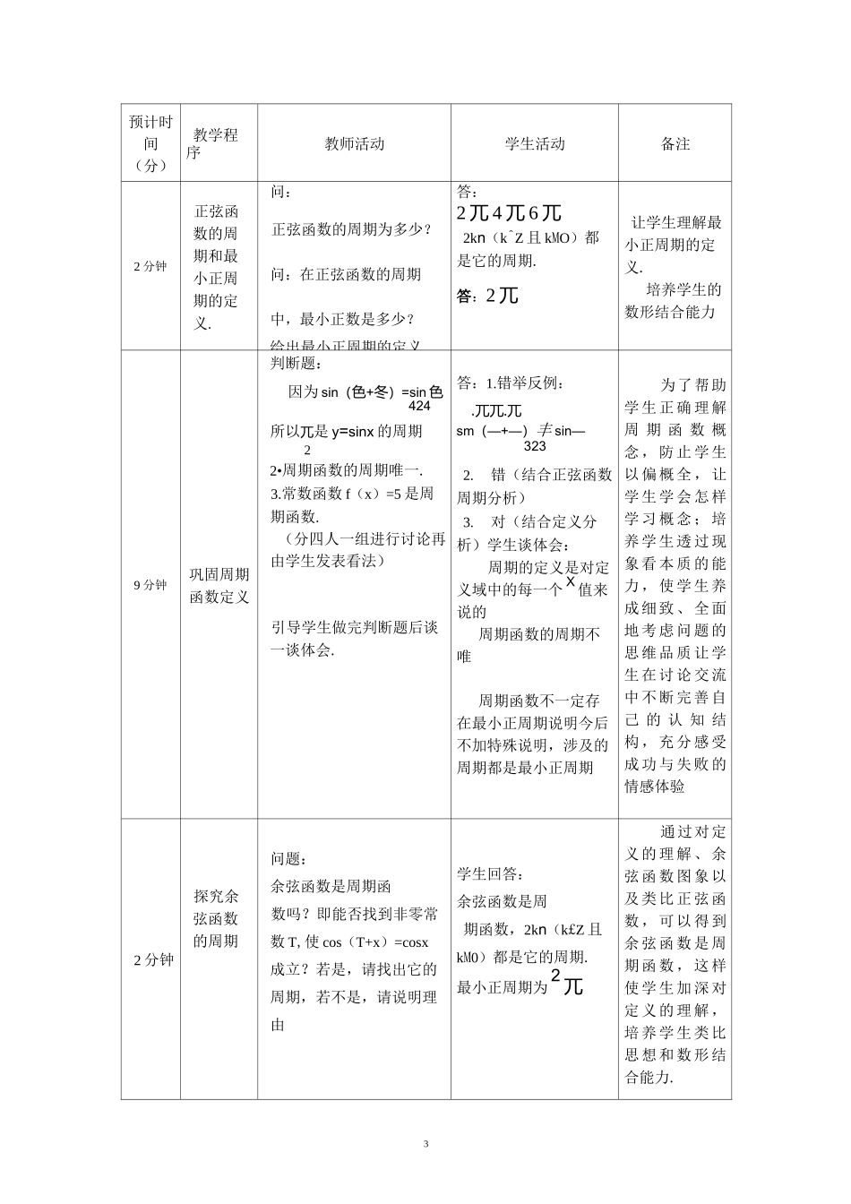 省级一等奖教学设计《正弦、余弦函数的周期性》_第3页