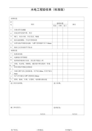 水电工程验收单(标准版)