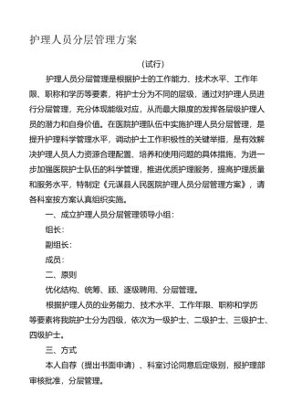 护理人员分层管理方案