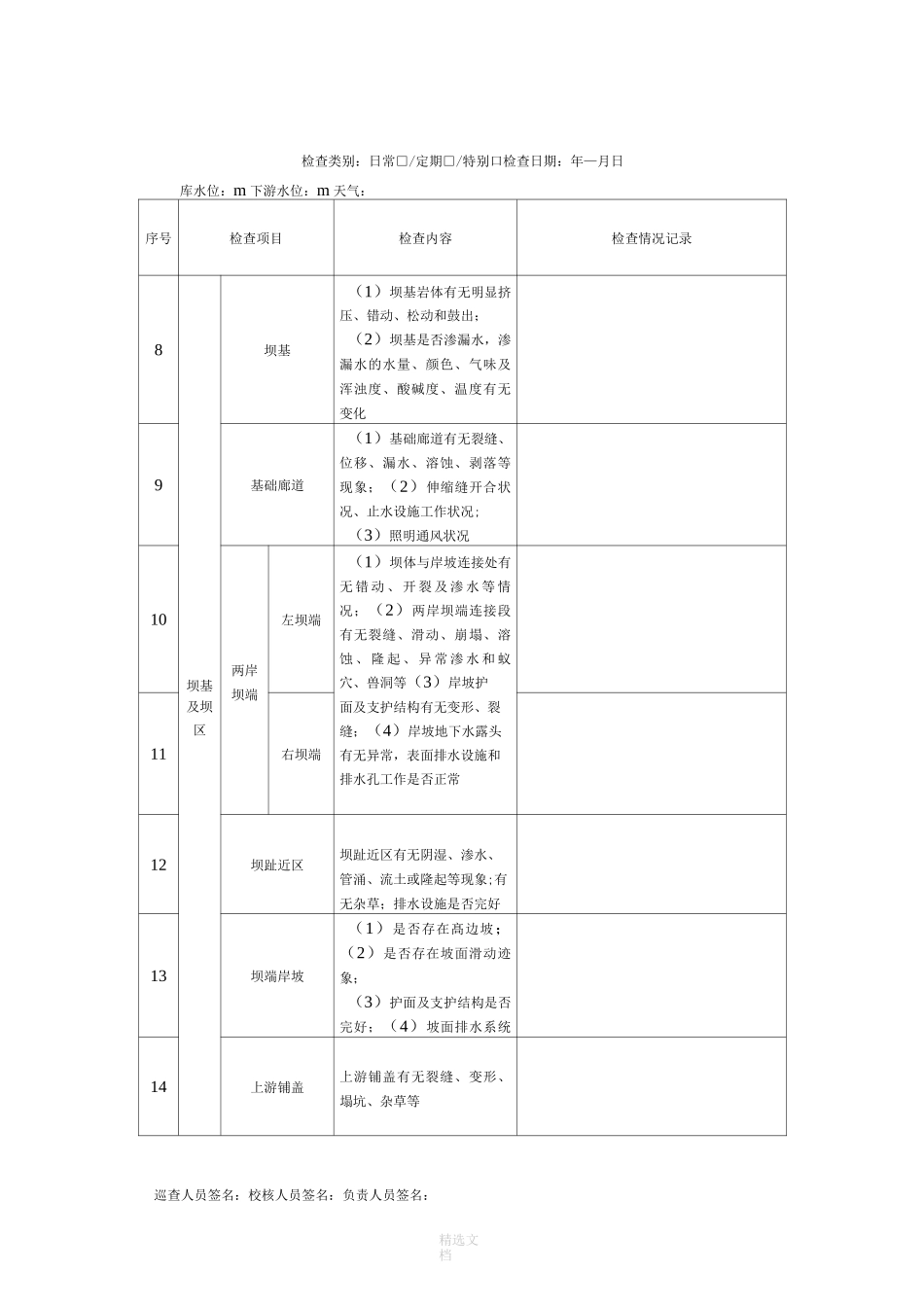 水库大坝新规巡查表_第2页