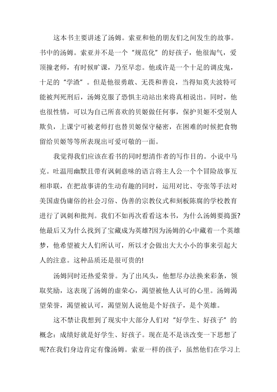 汤姆·索亚历险记600字梗概多篇_第3页