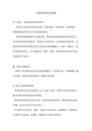 风险控制防范措施