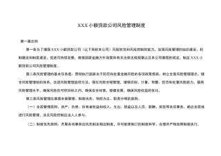 小额贷款公司风险管理制度汇编