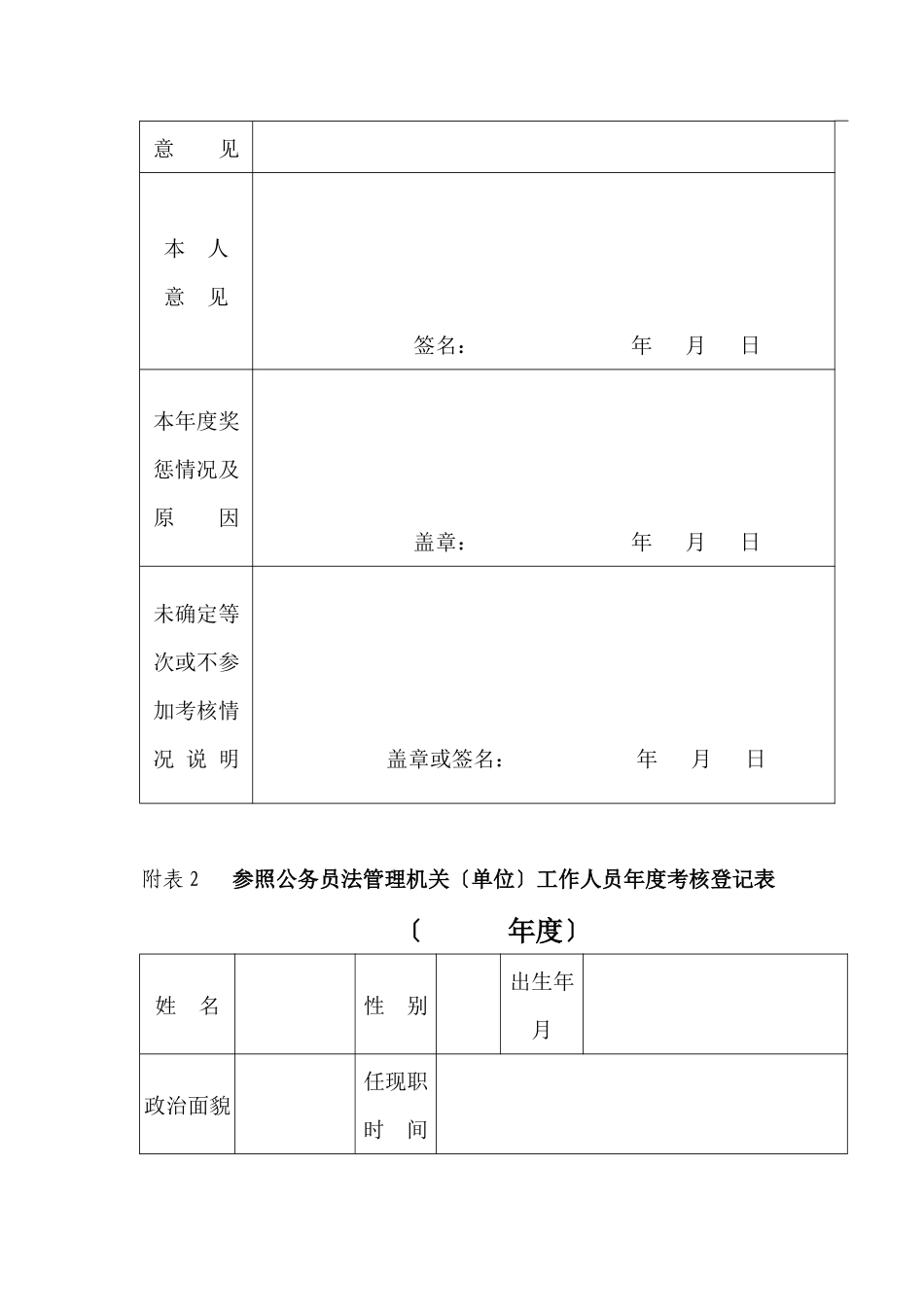 公务员年度考核登记表_第3页