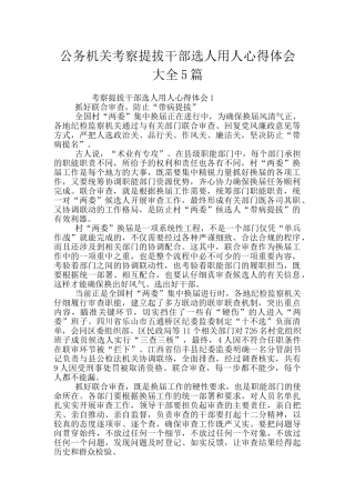 公务机关考察提拔干部选人用人心得体会大全5篇