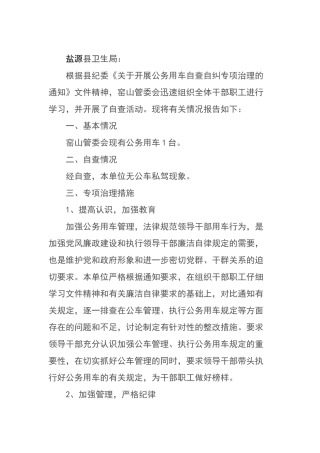 公务用车自查报告