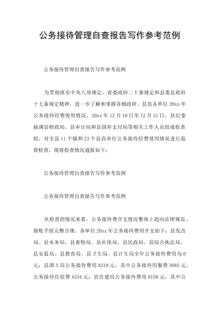 公务接待管理自查报告写作参考范例