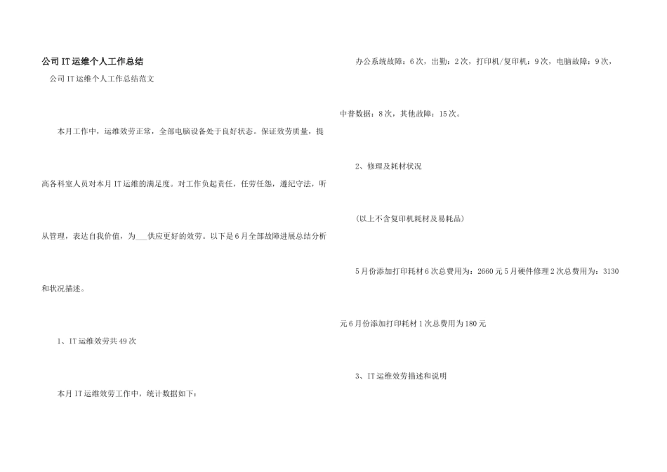 公司IT运维个人工作总结_第1页