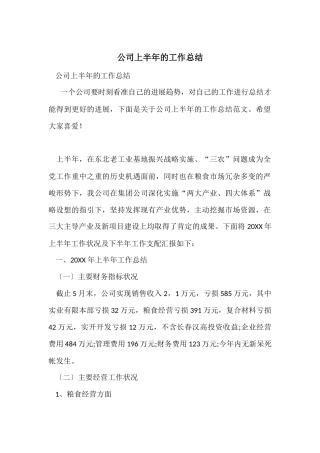 公司上半年的工作总结